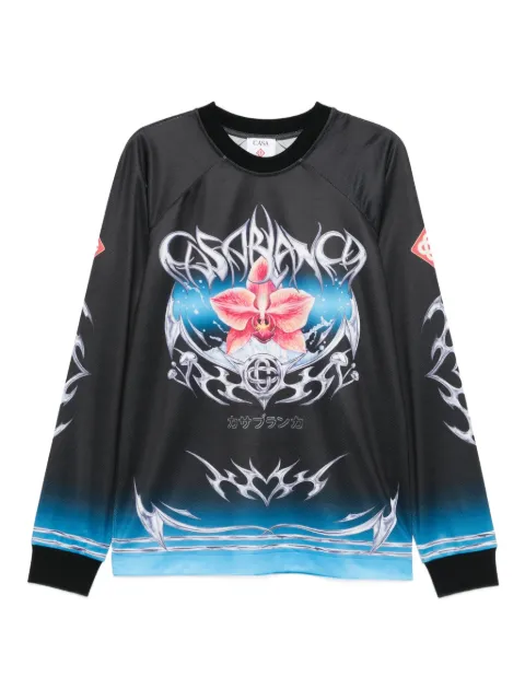 Casablanca Blade orchid-print T-shirt Black MAW25JTP24802