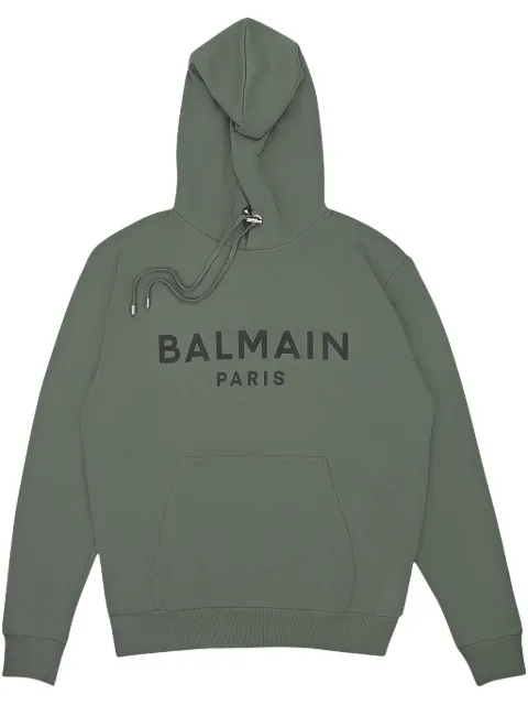 Balmain printed hoodie Green BH1JR002BB65GREENBLACK