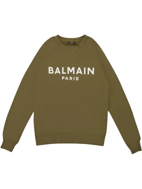 Balmain printed sweatshirt Green AH1JQ005BB65KHAKI