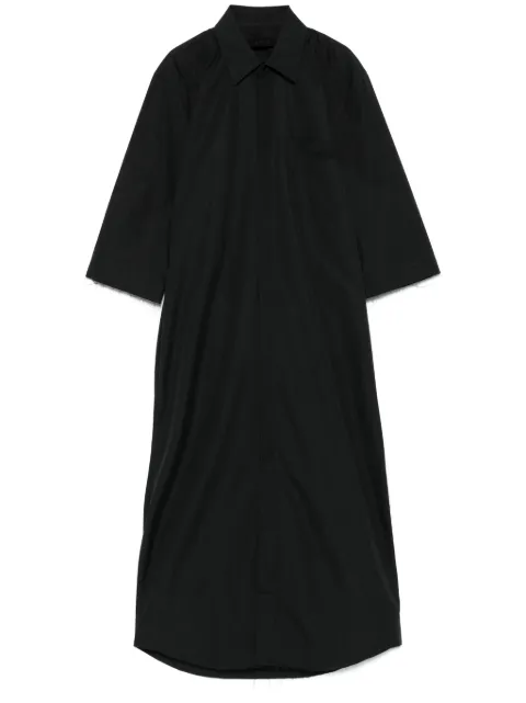 ALAINPAUL three-quarter-sleeves shirt midi dress Black S3WDR02