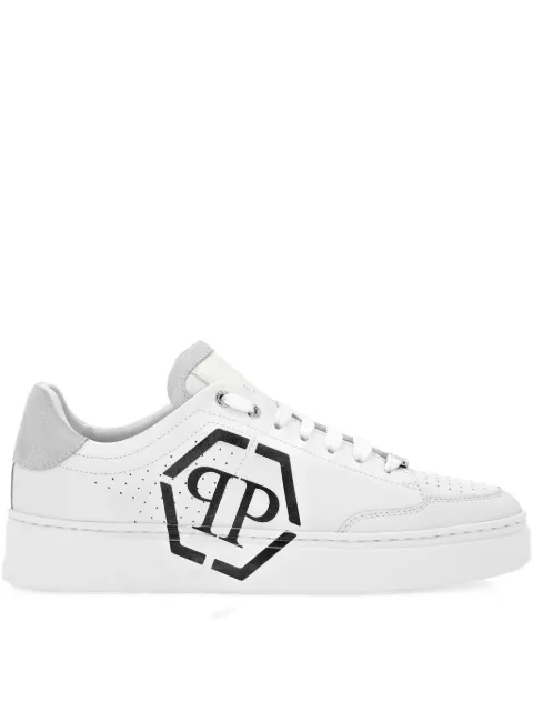 Philipp Plein logo-detailed leather sneakers White UAESMSC4062PLE005N