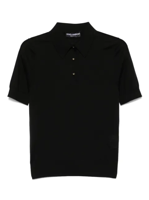 Dolce & Gabbana fine-knit polo top Black FXZ06TJFMMW