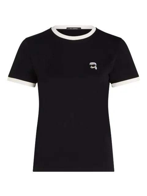 Karl Lagerfeld Ikon contrasting-trim petite T-shirt Black A3W17078999