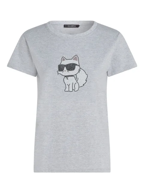 Karl Lagerfeld Ikon Choupette rhinestone T-shirt Grey A3W17110257
