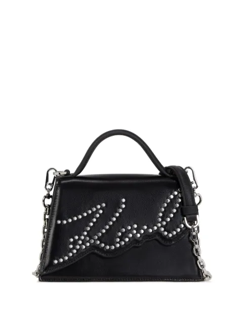 Karl Lagerfeld small Signature studded cross body bag Black A3W30044999