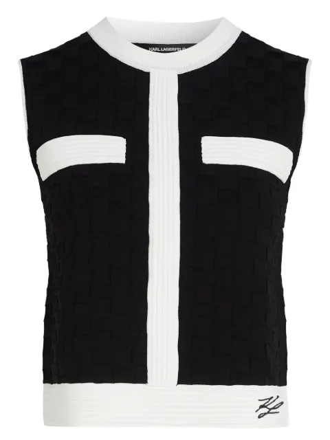 Karl Lagerfeld contrast-piping sleeveless top Black A3W18020999