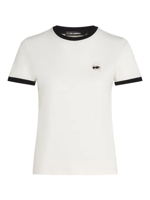 Karl Lagerfeld Ikon contrasting-trim petite T-shirt White A3W17078B09