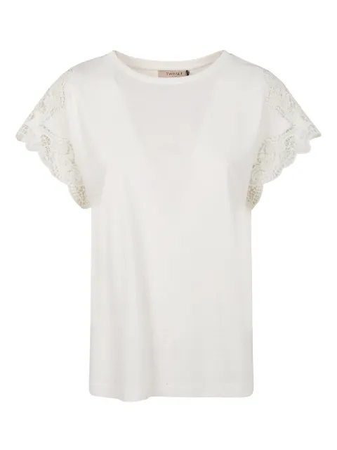 TWINSET lace-detail short-sleeve top White 251TP2290