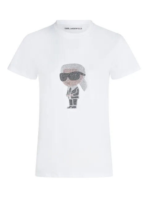 Karl Lagerfeld Ikon rhinestone T-shirt White A3W17076100