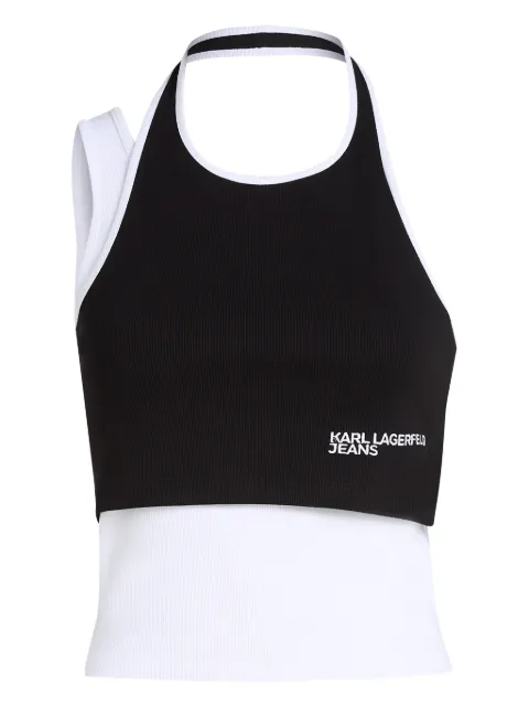 Karl Lagerfeld Jeans block-print ribbed T-shirt Black A3W17046998