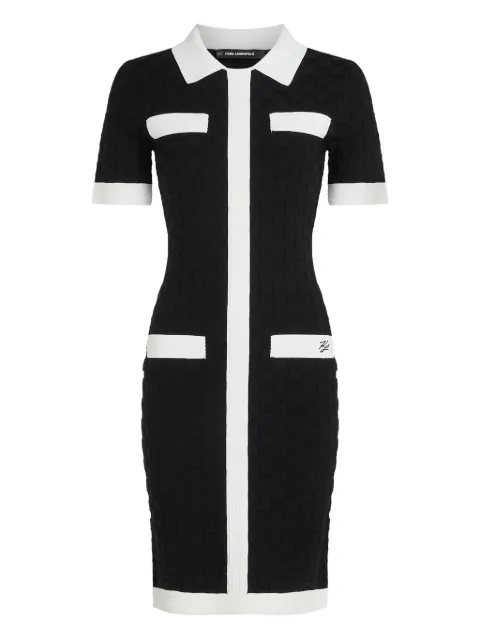 Karl Lagerfeld contrast-piping polo dress Black A3W13036999
