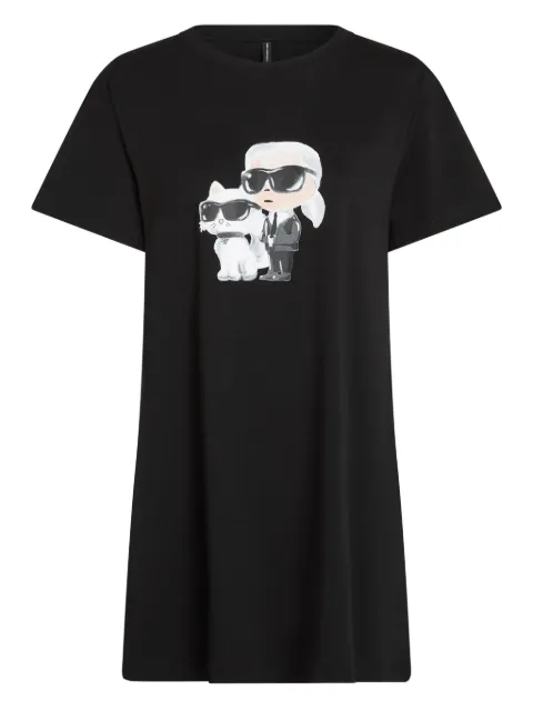 Karl Lagerfeld Ikon sketch short-sleeved pajama dress Black A3W45007999