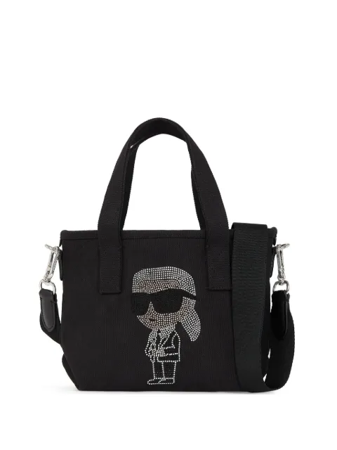 Karl Lagerfeld small Ikon rhinestones tote bag Black A3W50023999