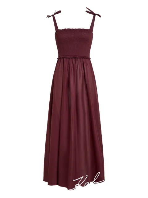 Karl Lagerfeld smocked-panel signature beach dress Red A2W46009548