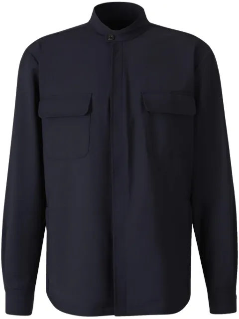 Boglioli collarless shirt Blue 618000SB5109