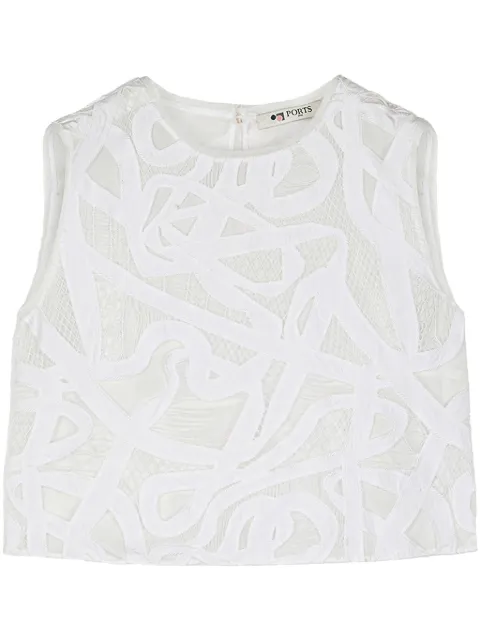 Ports 1961 lace-detailing top White PW225HSS06VLD008