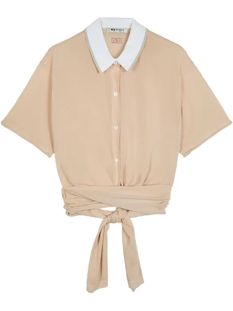 Ports 1961 wrap polo top Neutrals PW225KFN04ZKD010