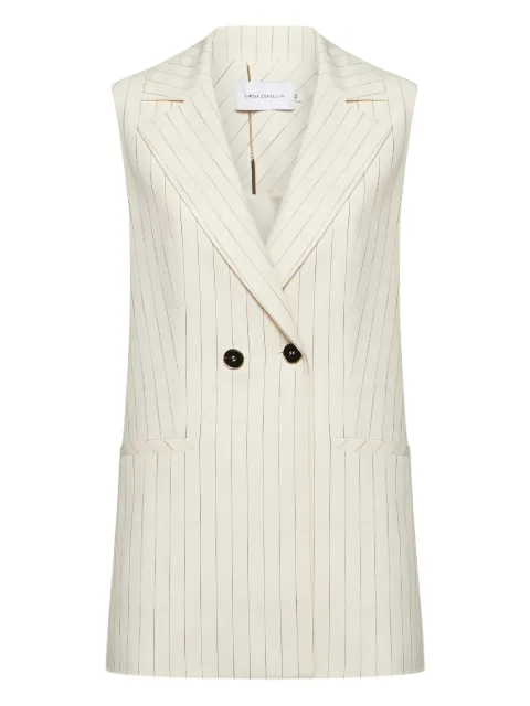 SIMONA CORSELLINI Gessato pinstripe double-breasted waistcoat Neutrals P25CPGL00301