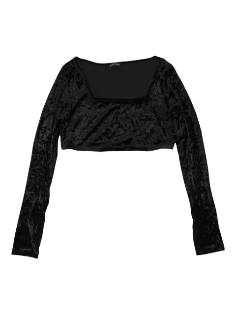 Callipygian crushed velvet "Black" crop top Black 95CPN1099