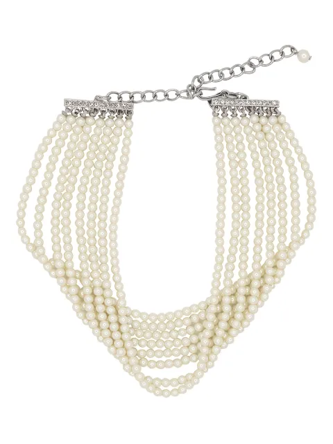 Kenneth Jay Lane Eight Row Pearl choker necklace White 8391DC8P
