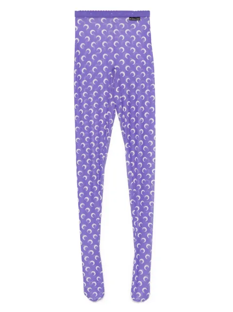 Marine Serre crescent moon-print tights Purple WUW034ACJER0054