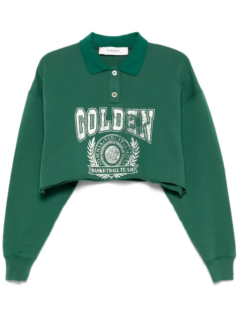 Golden Goose printed cropped polo top Green GWP02200P001888