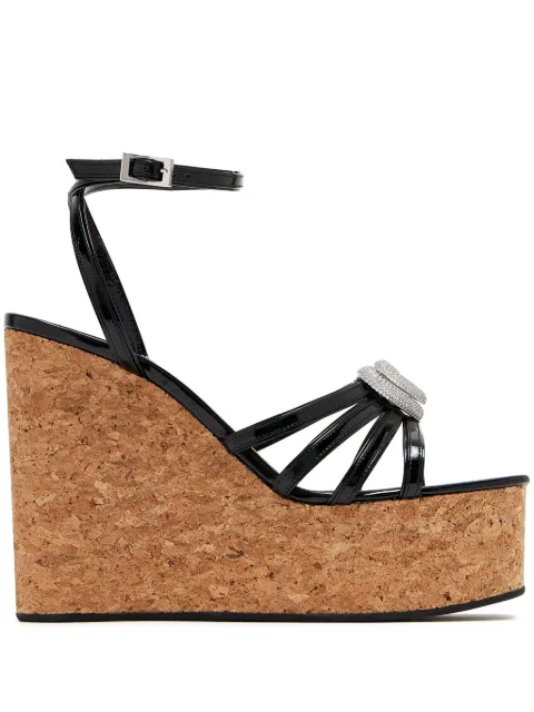 MACH & MACH 120mm double-embellished heart sandals Black S0921120PAT