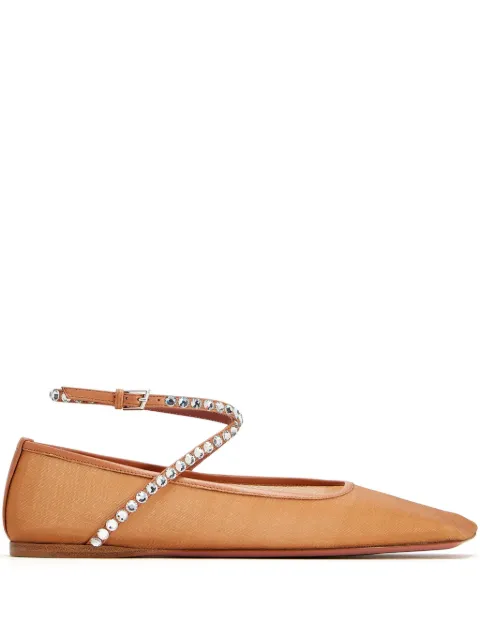 Amina Muaddi mesh ballerina shoes Brown ANEMESHFLAT