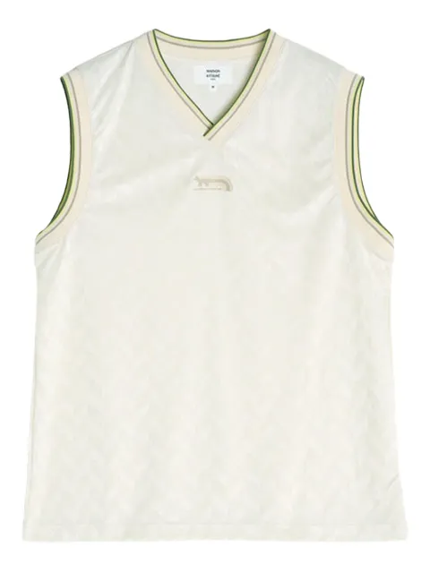 Maison Kitsuné Flash Fox-jacquard tank top White OM00119KJ7021