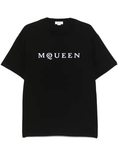 Alexander McQueen flocked-logo T-shirt Black 828420QTADD