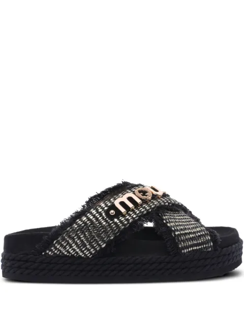 Mou frayed-strap platform sandals Black 451009K