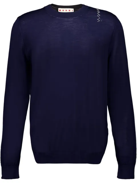 Marni embroidered sweater Blue GCMG0436Q0UFW532