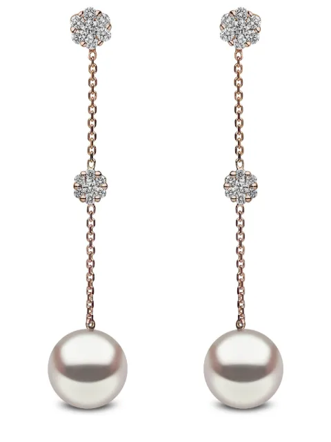 Yoko London 18kt rose gold freshwater-pearl and diamond earrings Pink QYE1575902