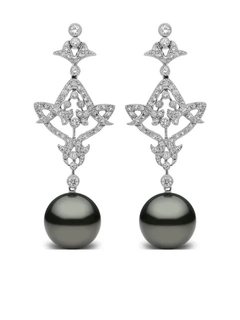 Yoko London 18kt white gold Tahitian-pearl and diamond earrings Silver QYE1609701