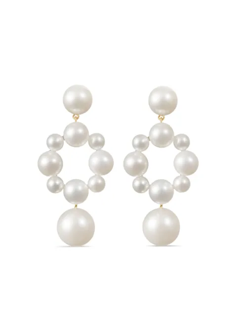 Sophie Bille Brahe 14kt yellow gold grande Nebula pearl earrings White EA25GRROUNFW