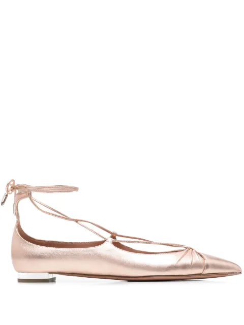 Aquazzura leather ballet flats Pink GBIFLAA0WNAPET