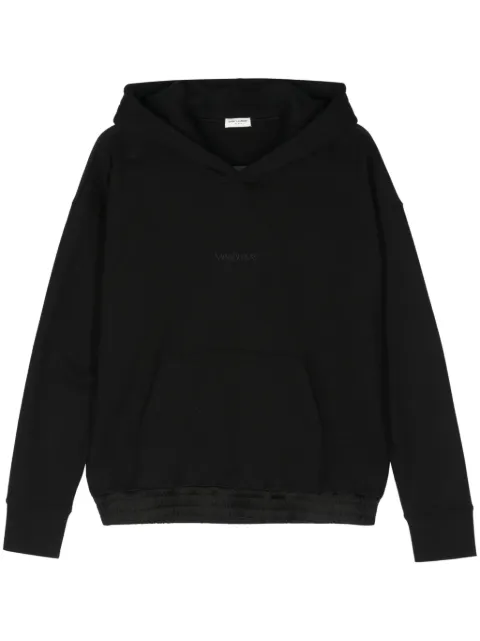 Saint Laurent logo-embroidered cotton hoodie Black 773358Y36SW