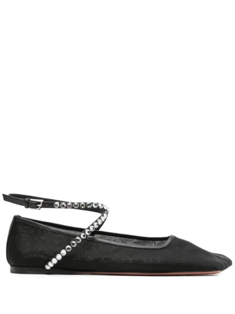 Amina Muaddi Ane mesh ballerina shoes Black C9S351557ANE