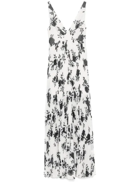 Self-Portrait floral-print chiffon maxi dress White SS25143XB