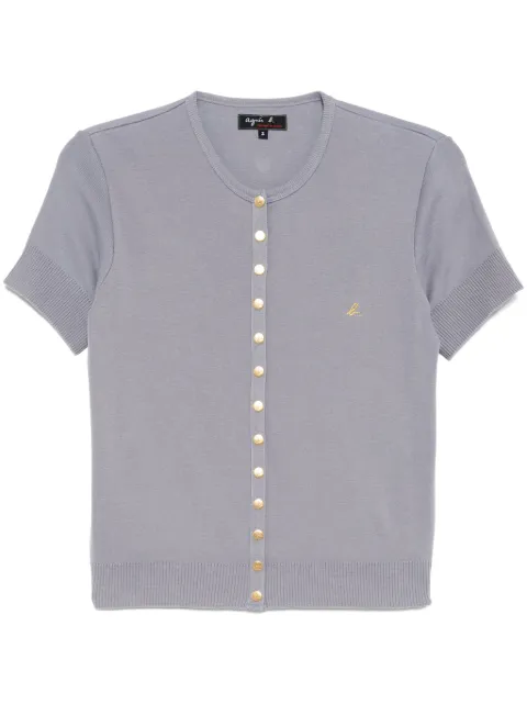 agnès b. short-sleeved snap top Grey EBT2J155