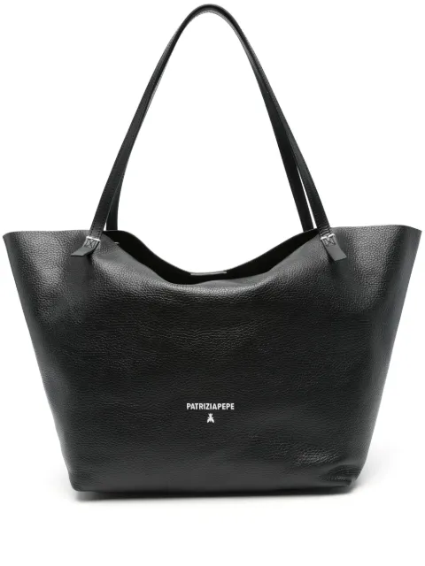 Patrizia Pepe hammered-leather tote bag Black 2B0130L148