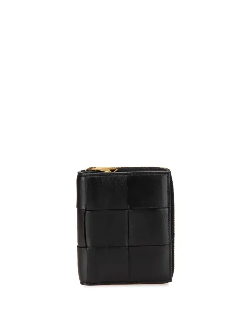 Bottega Veneta Pre-Owned 2012-2024 Lambskin Maxi Intreccio Cassette Bifold Zip Wallet small wallets Black YPPEDEWWGRL8639S