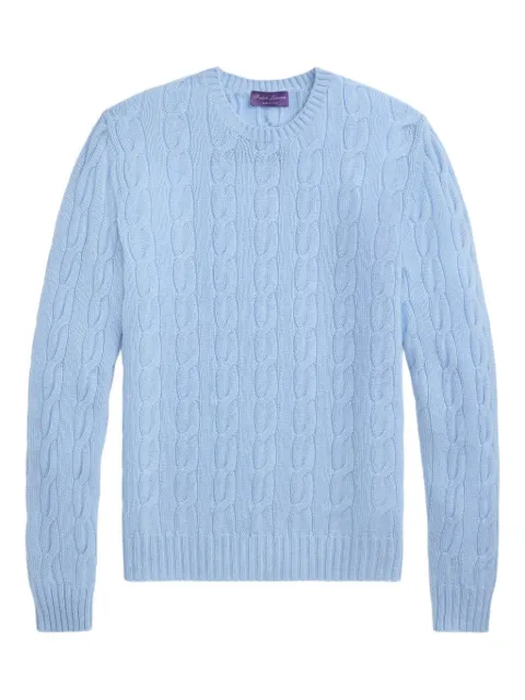 Ralph Lauren Purple Label crew-neck cable-knit jumper Blue 790965739025