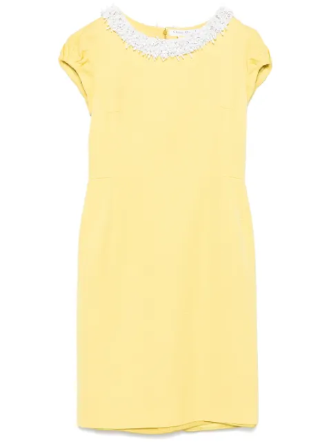 Christian Dior Pre-Owned 2009 bead-embellished midi dress Yellow DIORCRUISE
