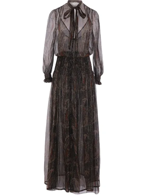 Saint Laurent abstract-pattern print dress Brown 819898Y3K61