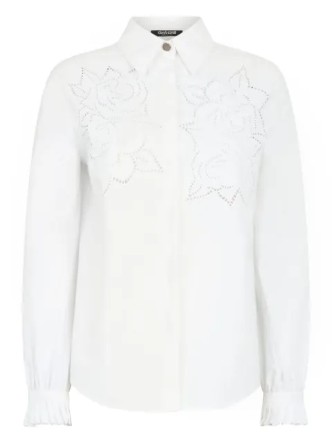 Roberto Cavalli floral-embroidered shirt White UKR708CH033