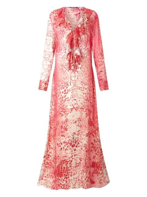 Roberto Cavalli Jaguar-print midi dress Red UKT115HEN58