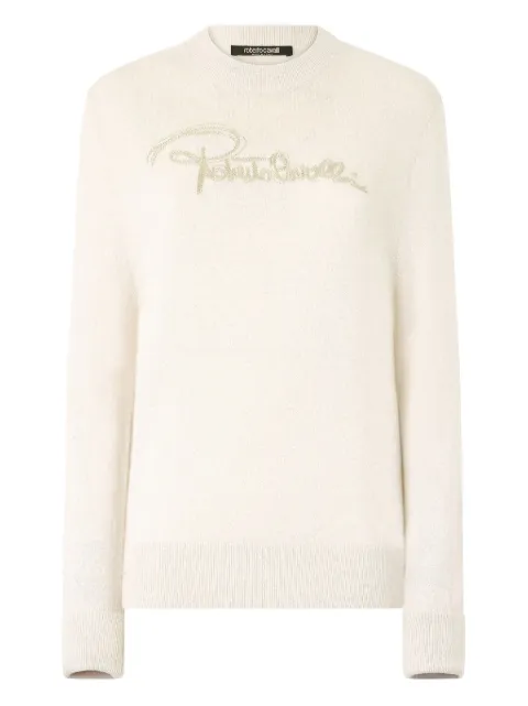 Roberto Cavalli logo-embroidered sweater Neutrals UKM605MI017