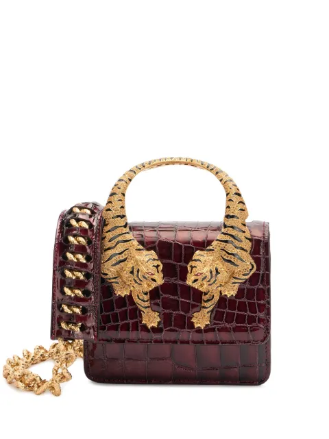 Roberto Cavalli Roar Crocodile-print mini bag Red SKB025PZE01