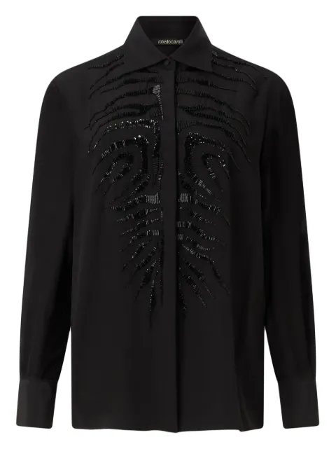 Roberto Cavalli sequin-embellished shirt Black UKR709SY001